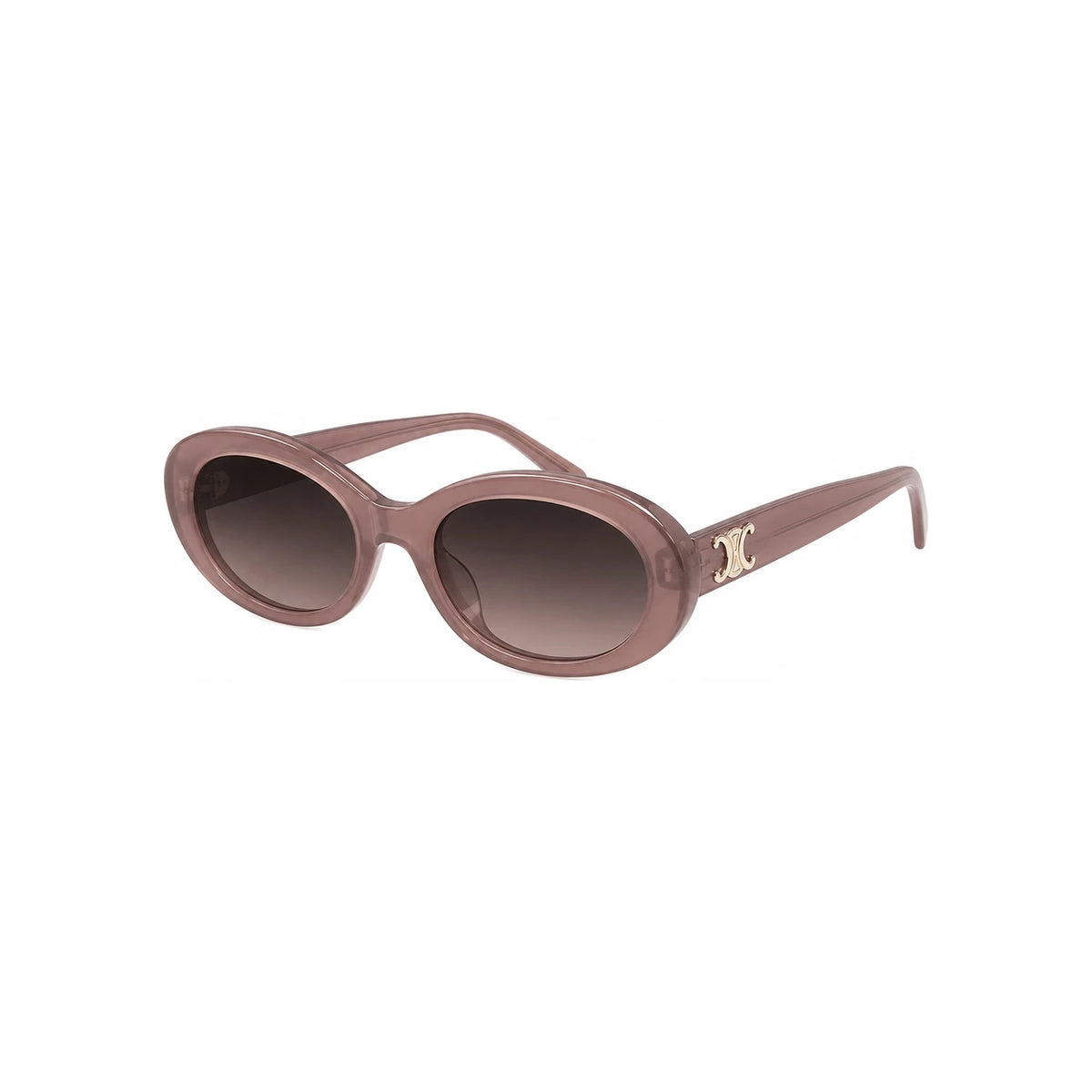 CELINE Triomphe Oval Acetate Sunglasses Brown Unisex
