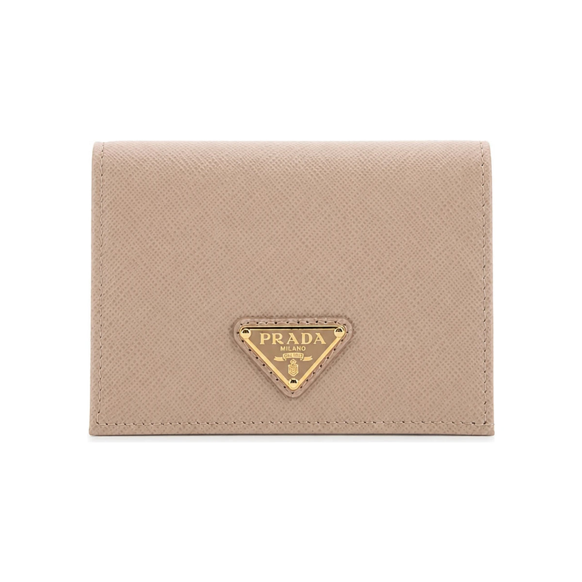 PRADA Saffiano Leather Triangle Logo Small Bifold Wallet
