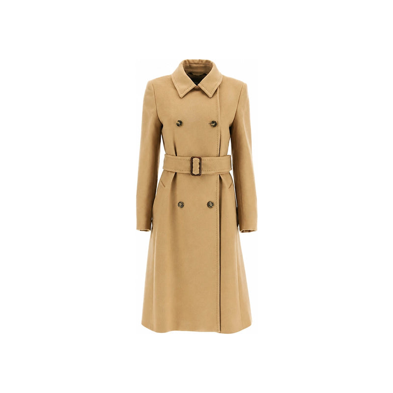 Max Mara Beige Belted Double-Breasted Coat