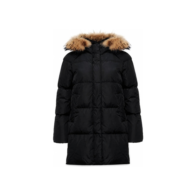 Max Mara Faux Fur Hood Puffer Jacket Black