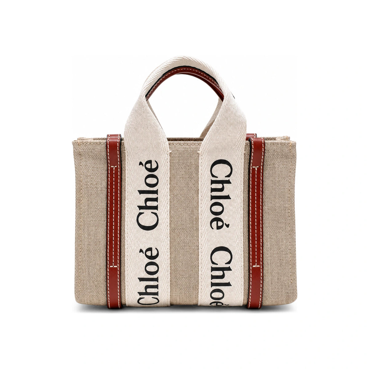 Chloe Woody Mini Women’s Tote Bag Canvas Beige