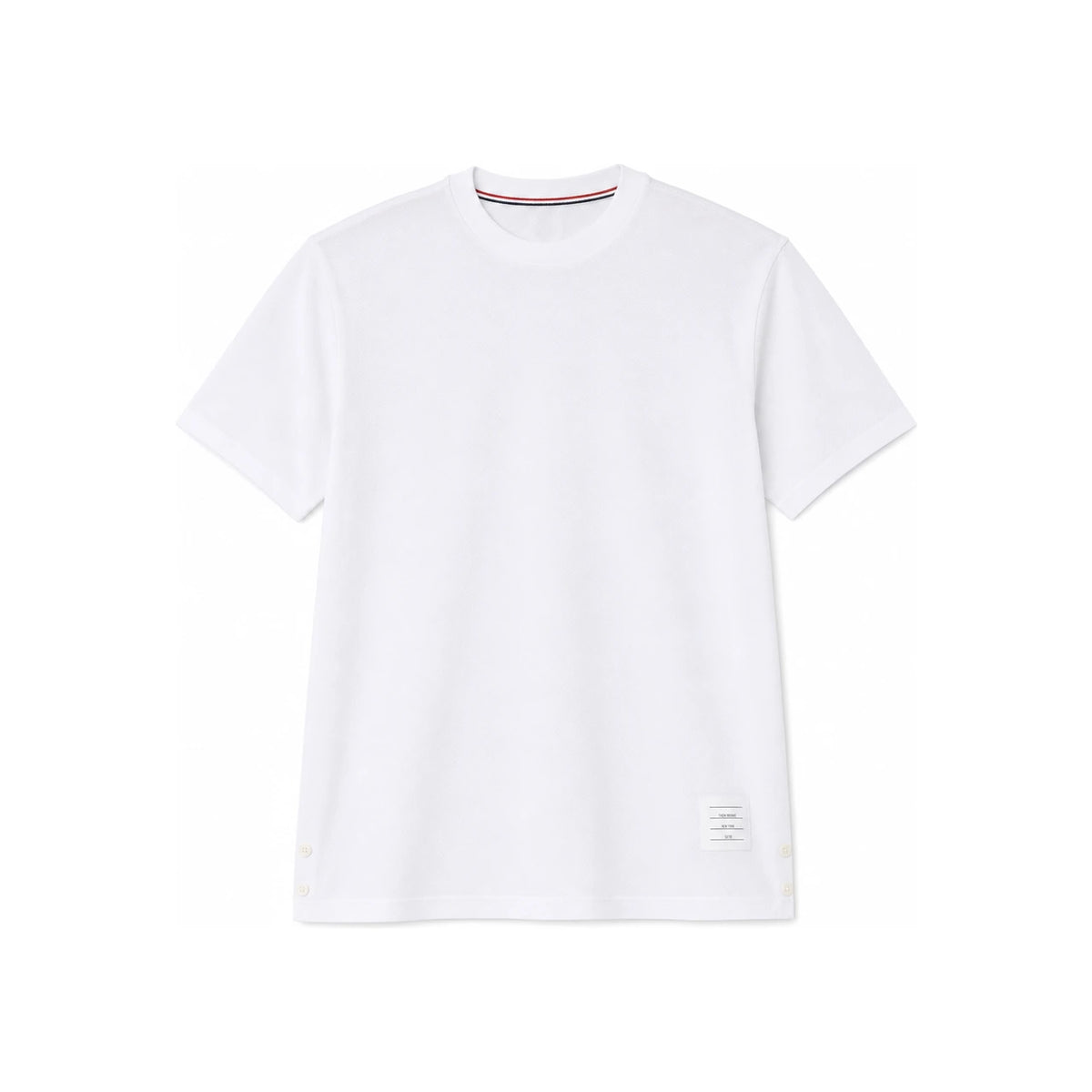 THOM BROWNE Back Triple Stripe Short Sleeve T-Shirt Gray Cotton