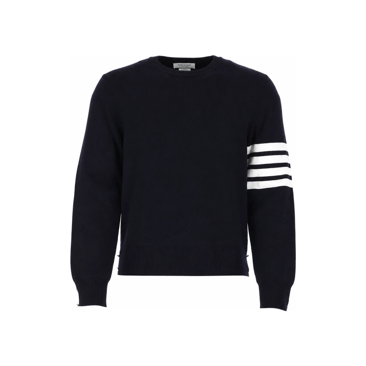 THOM BROWNE 4-Bar Milano Stitch Navy Men's Crewneck Knit Top