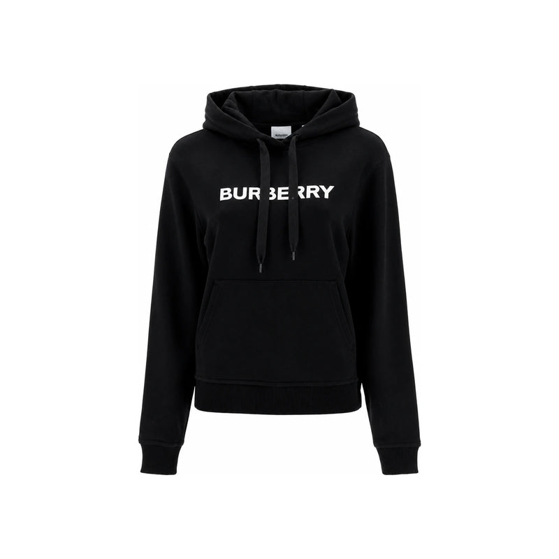 BURBERRY Logo Print Cotton Black Hoodie