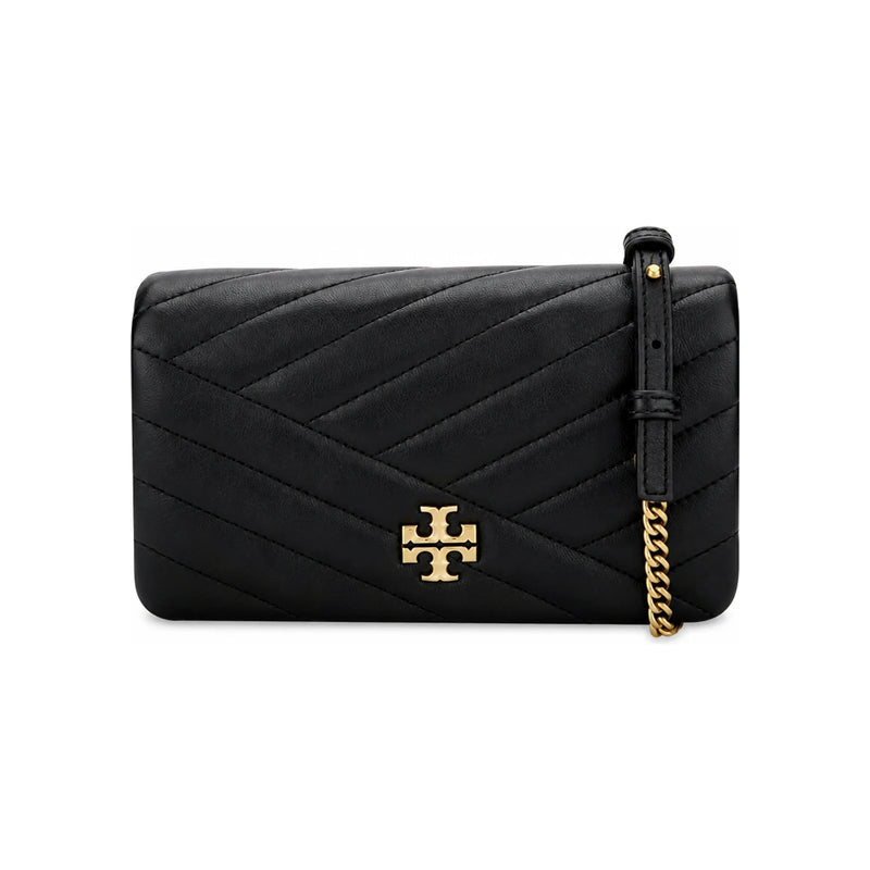 Tory Burch Kira Chevron Chain Wallet Crossbody Bag Black Leather