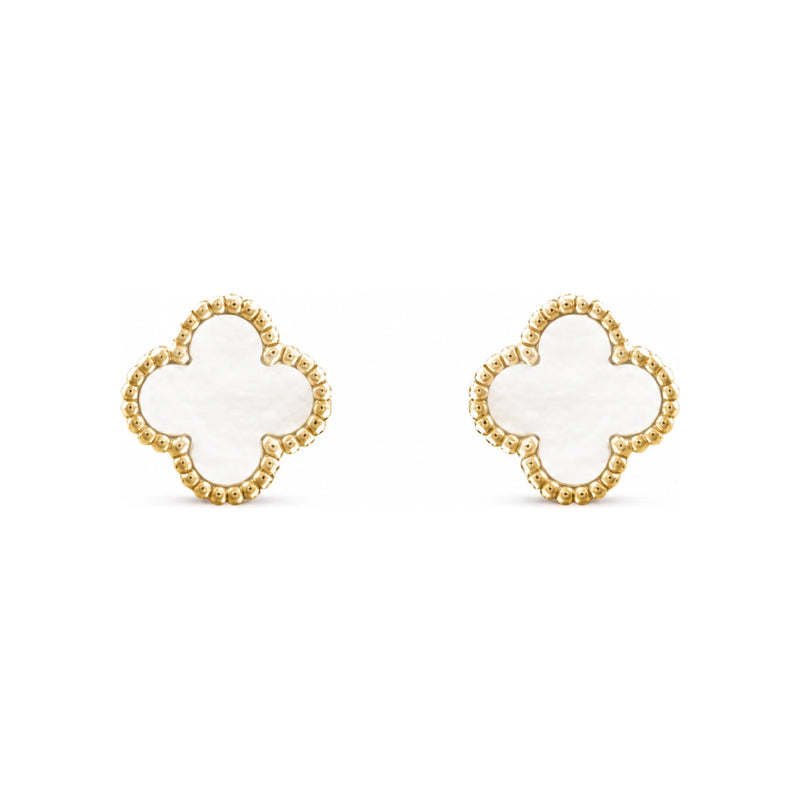 Van Cleef & Arpels Sweet Alhambra Earrings Gold Mother of Pearl