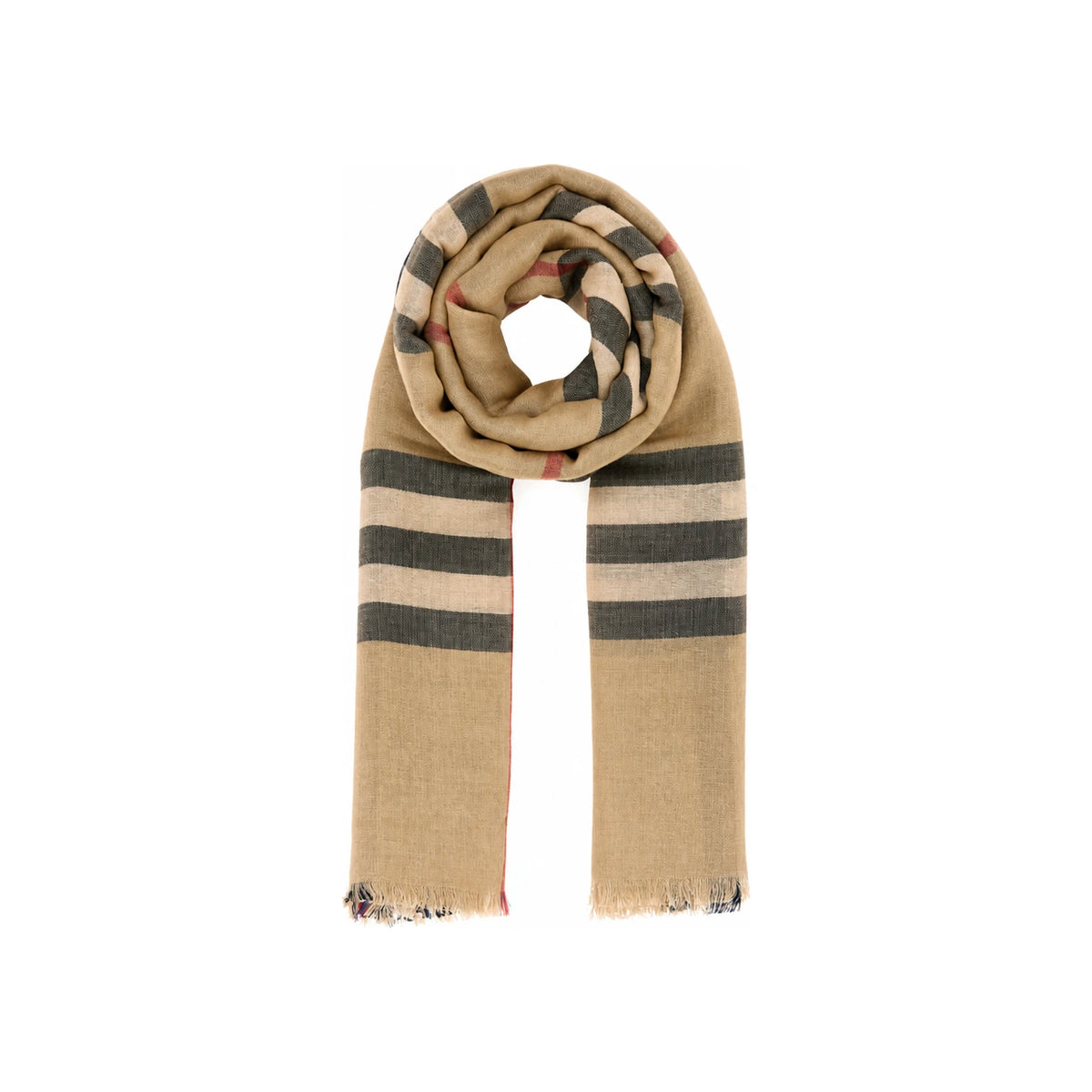BURBERRY Beige Check Wool Scarf