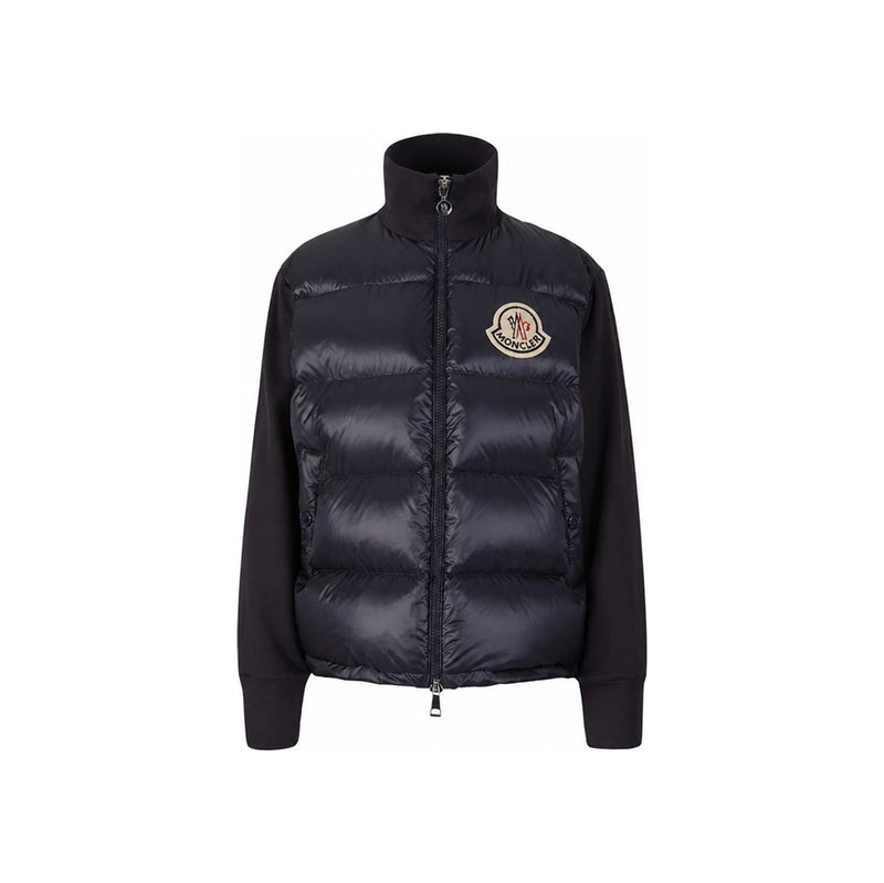 Moncler Big Logo Mixed Knit Down Jacket Navy
