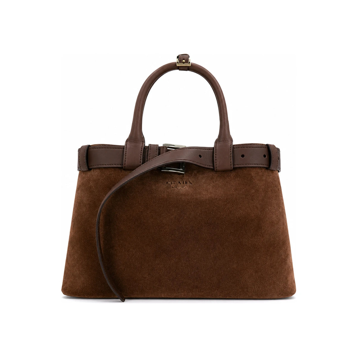 PRADA Navy Leather Structured Tote Bag