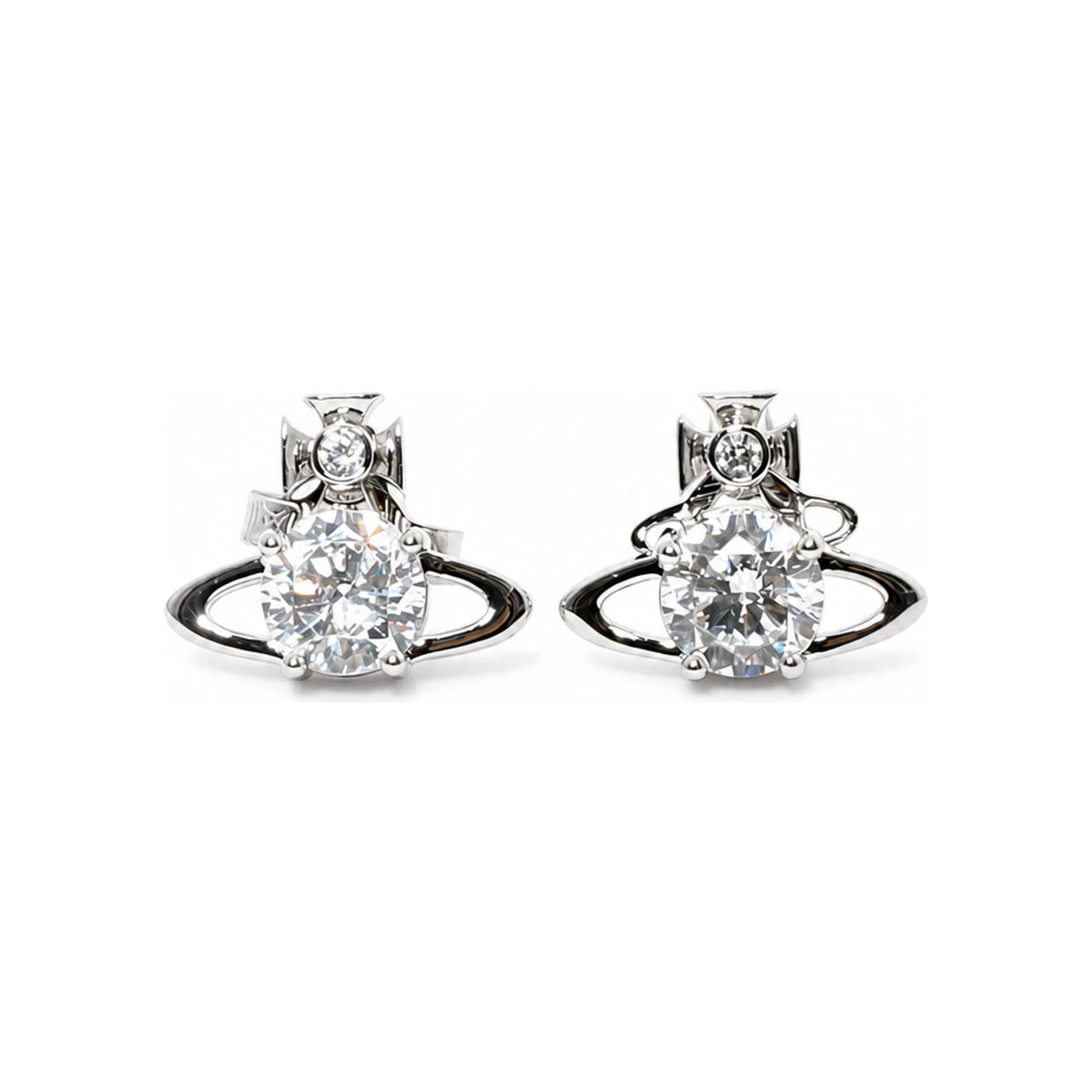 Vivienne Westwood REINA Logo Earrings Silver Tone