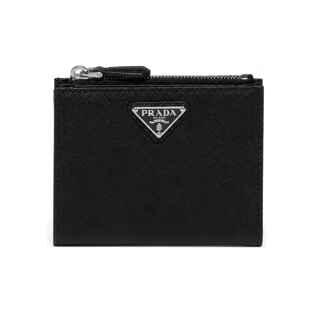 PRADA Saffiano Leather Triangular Logo Small Bifold Wallet