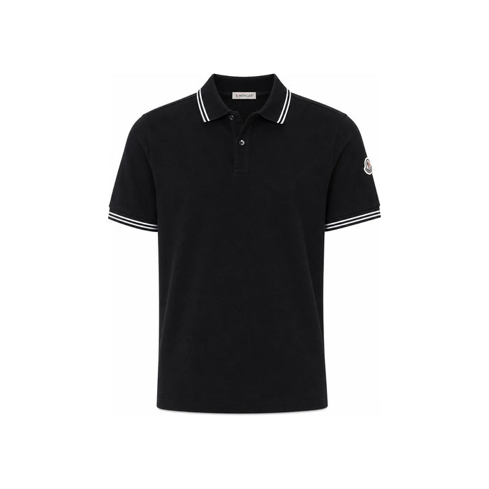 Moncler Logo Patch Black Polo Shirt for Men 8A000 07 89A16 999