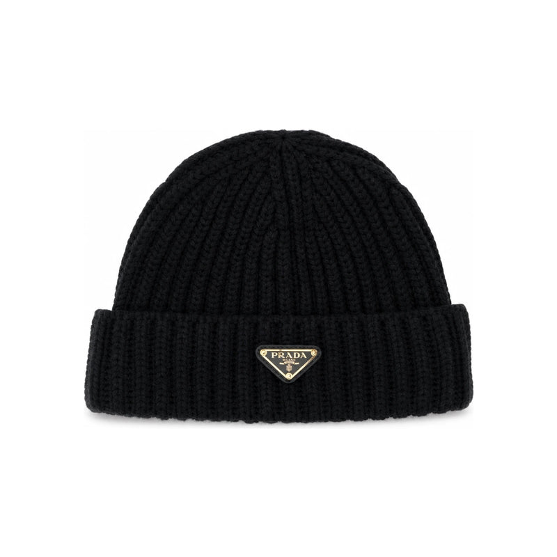 PRADA Black Knit Beanie Hat