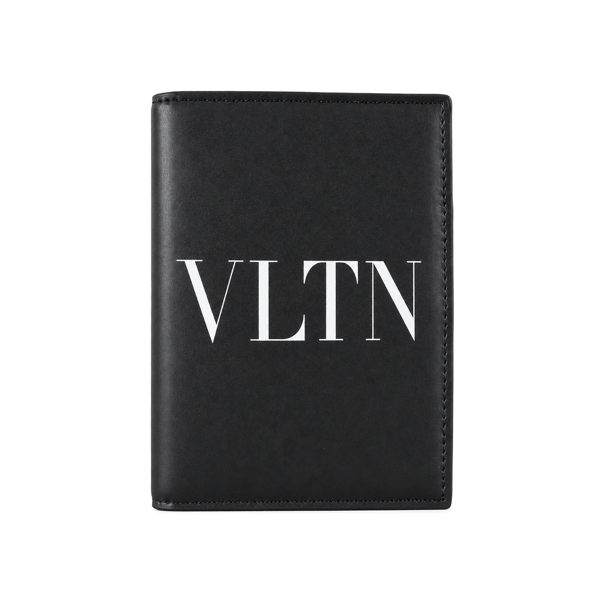 VALENTINO VLTN Logo Passport Card Holder Unisex Black Card Wallet
