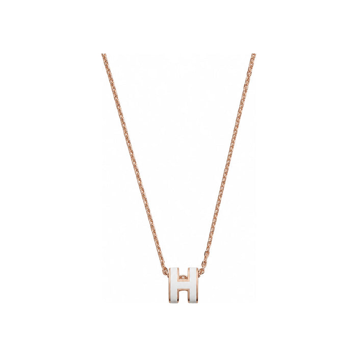 HERMES Mini Pop H Necklace Pop Ash Blanc Rose Gold