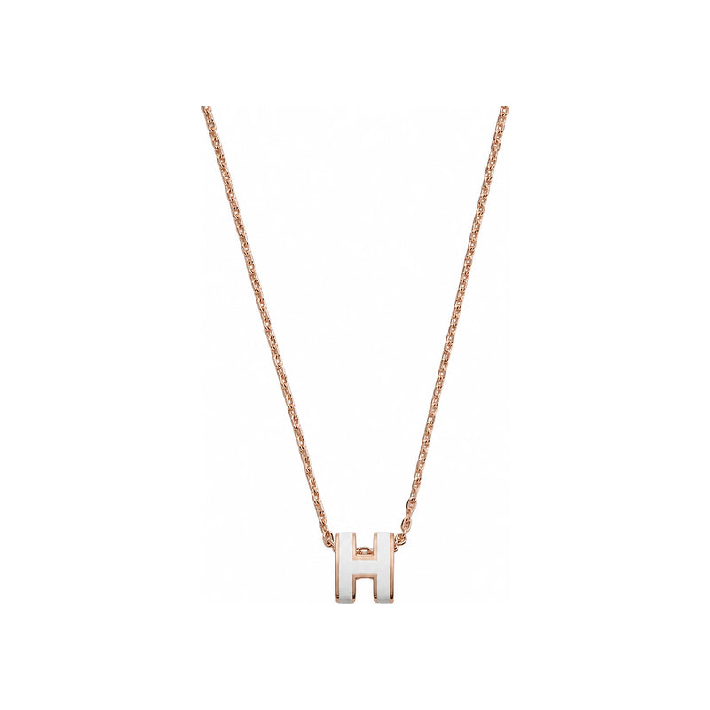 HERMES Mini Pop H Necklace Pop Ash Blanc Rose Gold