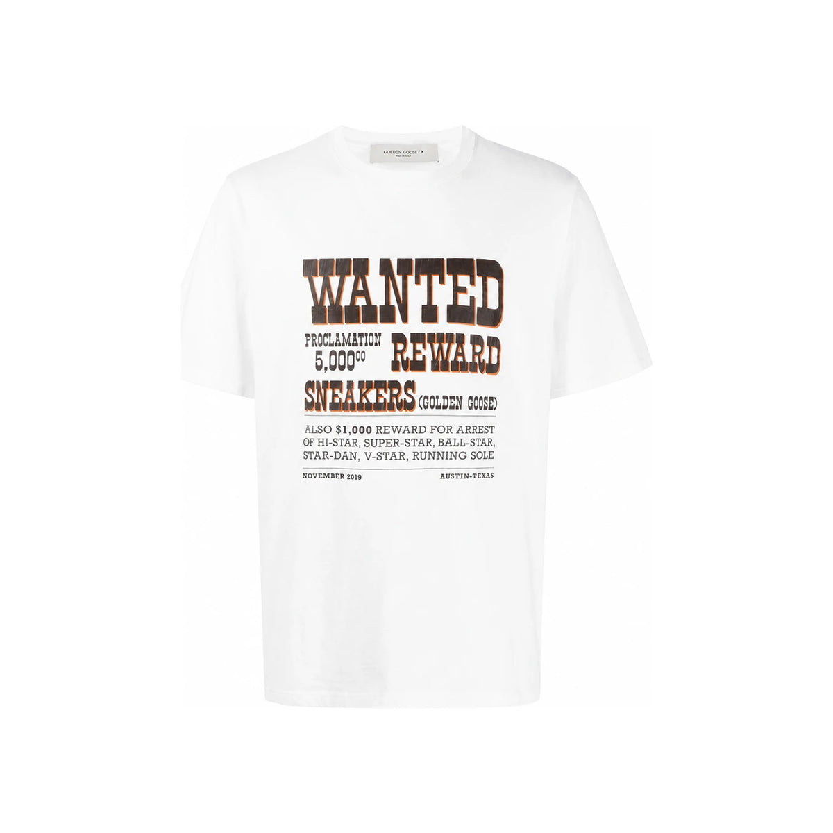 GOLDEN GOOSE 15th Anniversary Wanted Logo Print Short Sleeve T-Shirt White