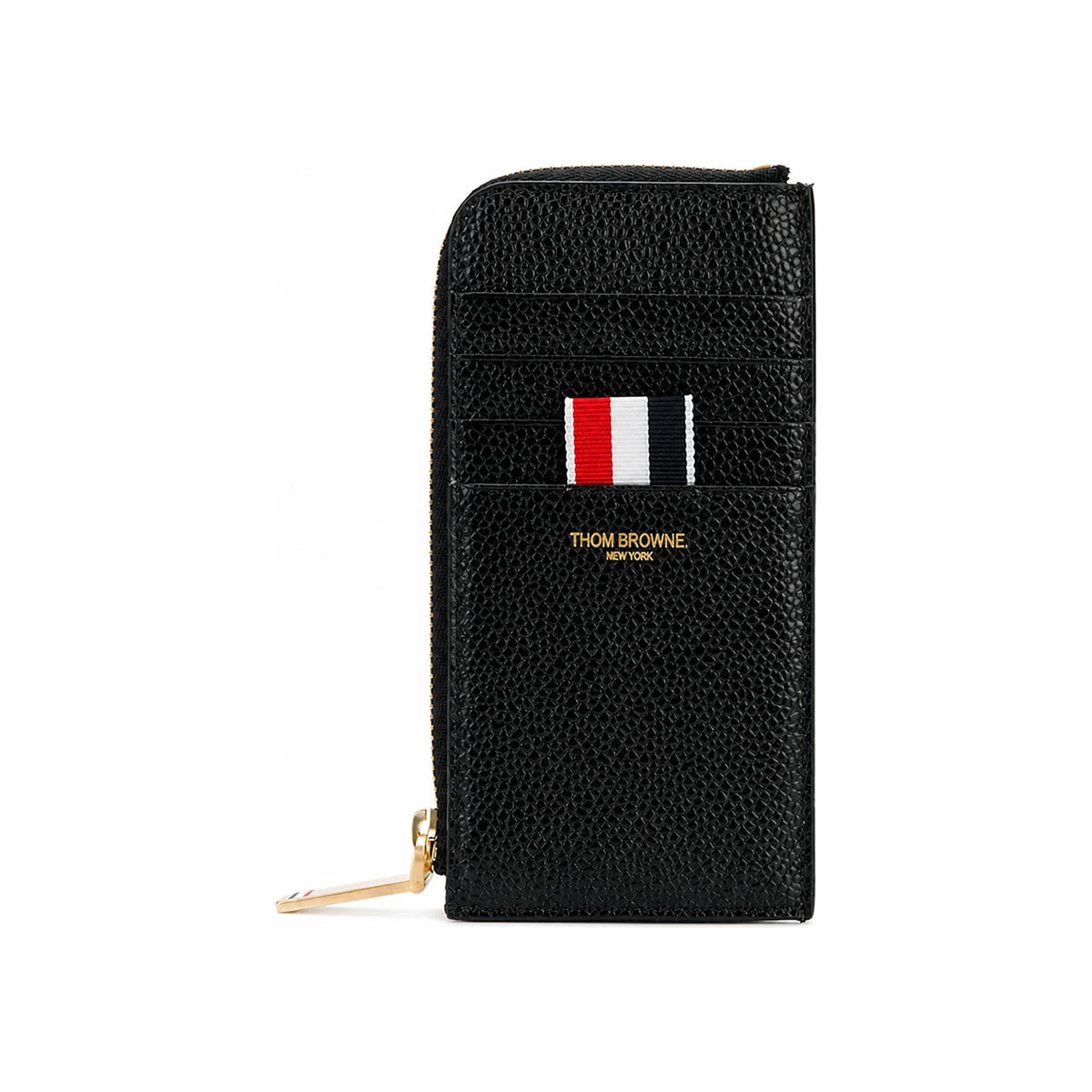 THOM BROWNE Black Pebble Grain Leather Long Wallet