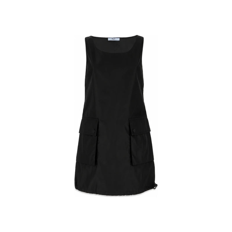 PRADA Re-Nylon Mini Dress with Double Pockets Black