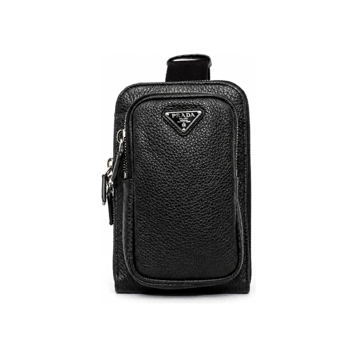 PRADA Triangle Logo Grain Leather Phone Holder Crossbody Bag f 2ZH195 2BBE F0002