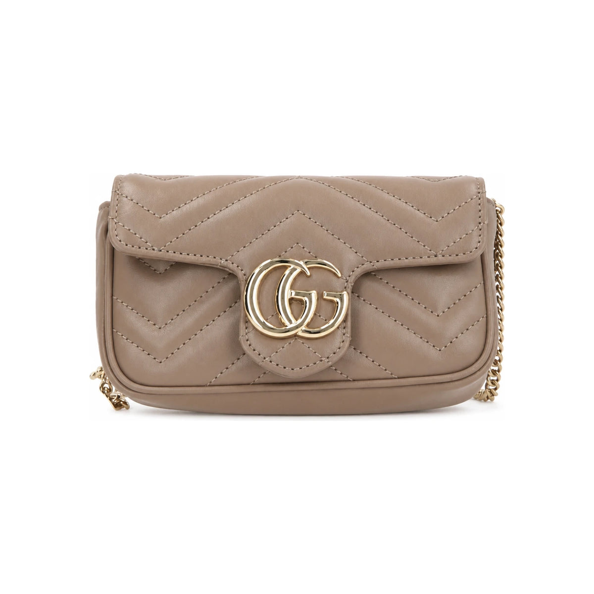GUCCI GG Marmont Super Mini Crossbody Bag Brown Leather