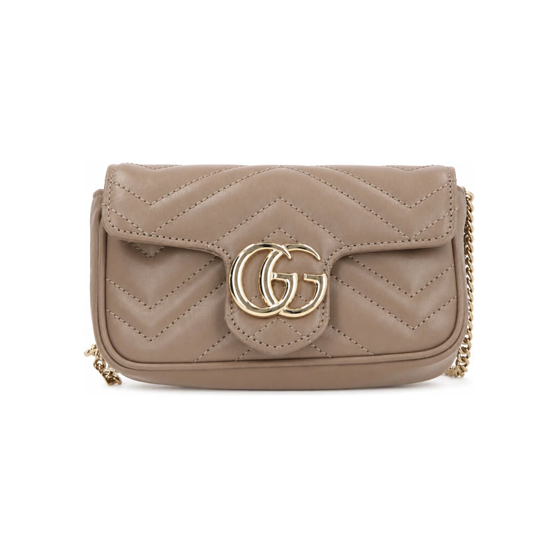 GUCCI GG Marmont Super Mini Crossbody Bag Brown Leather