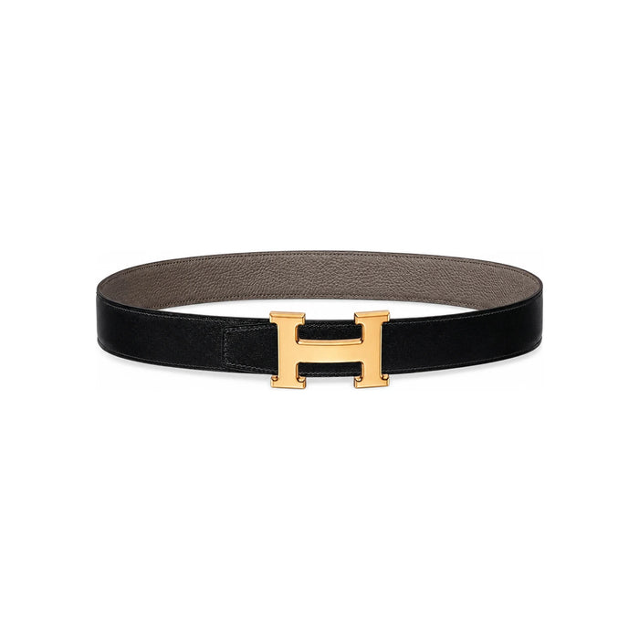 HERMES Reversible Leather Belt 32mm Matte Gold Buckle