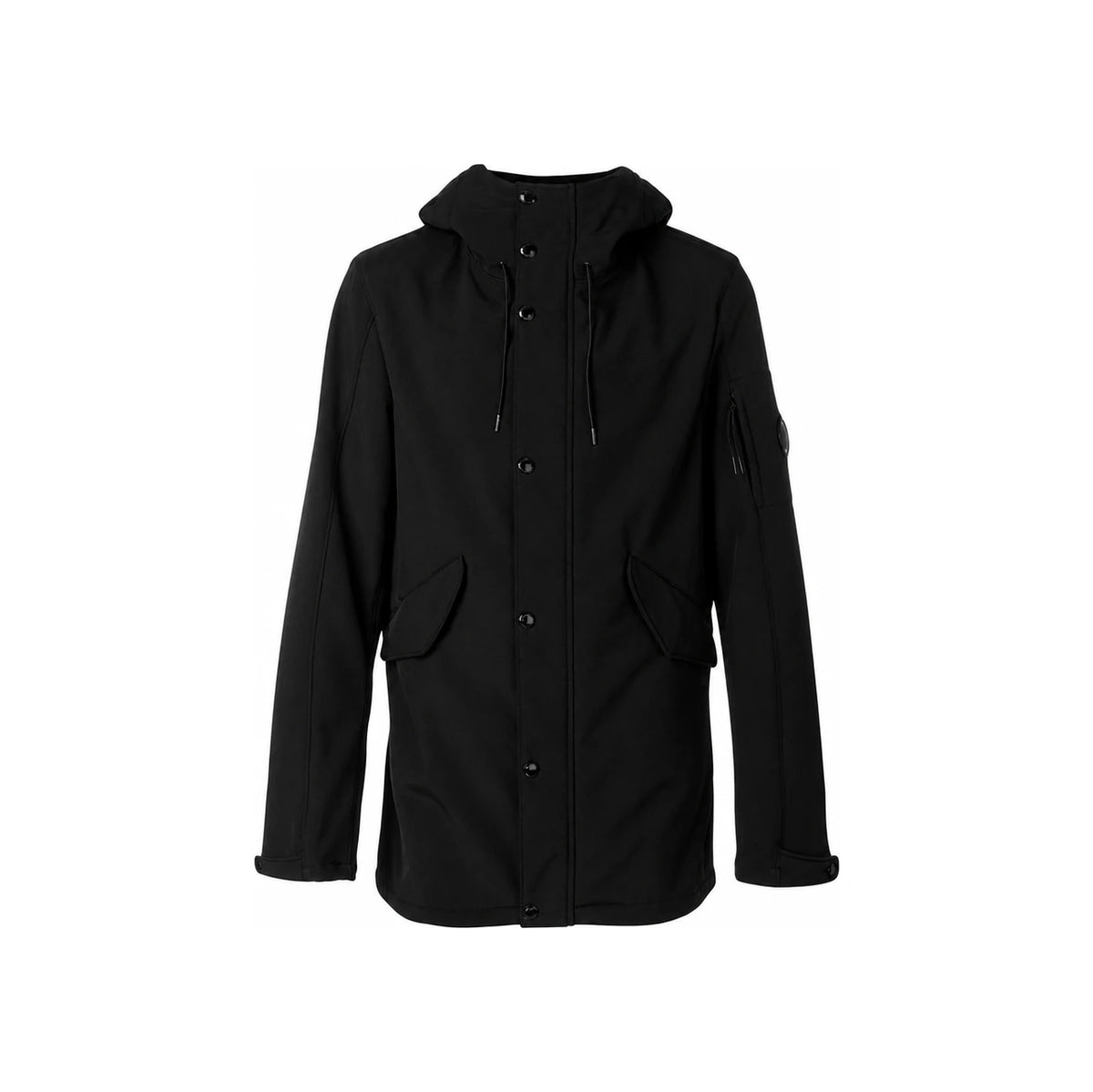 CP Company Lens Badge Long Jacket Black 03CMOW029A 999