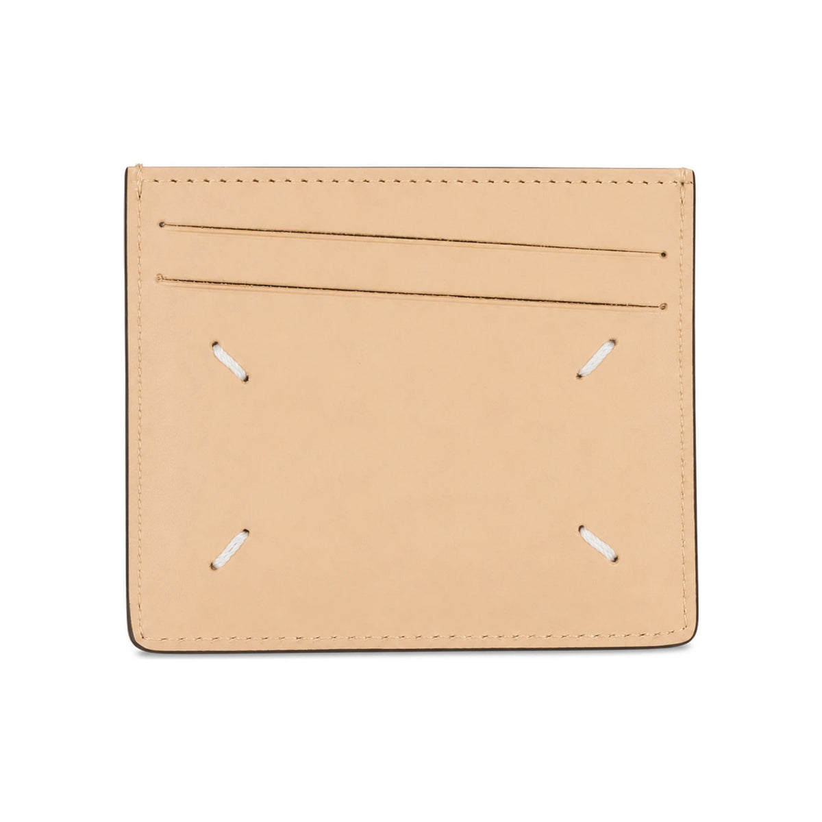 Maison Margiela Two-Tone Logo Stitch Card Holder Black Beige