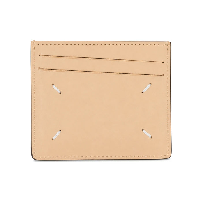 Maison Margiela Two-Tone Logo Stitch Card Holder Black Beige