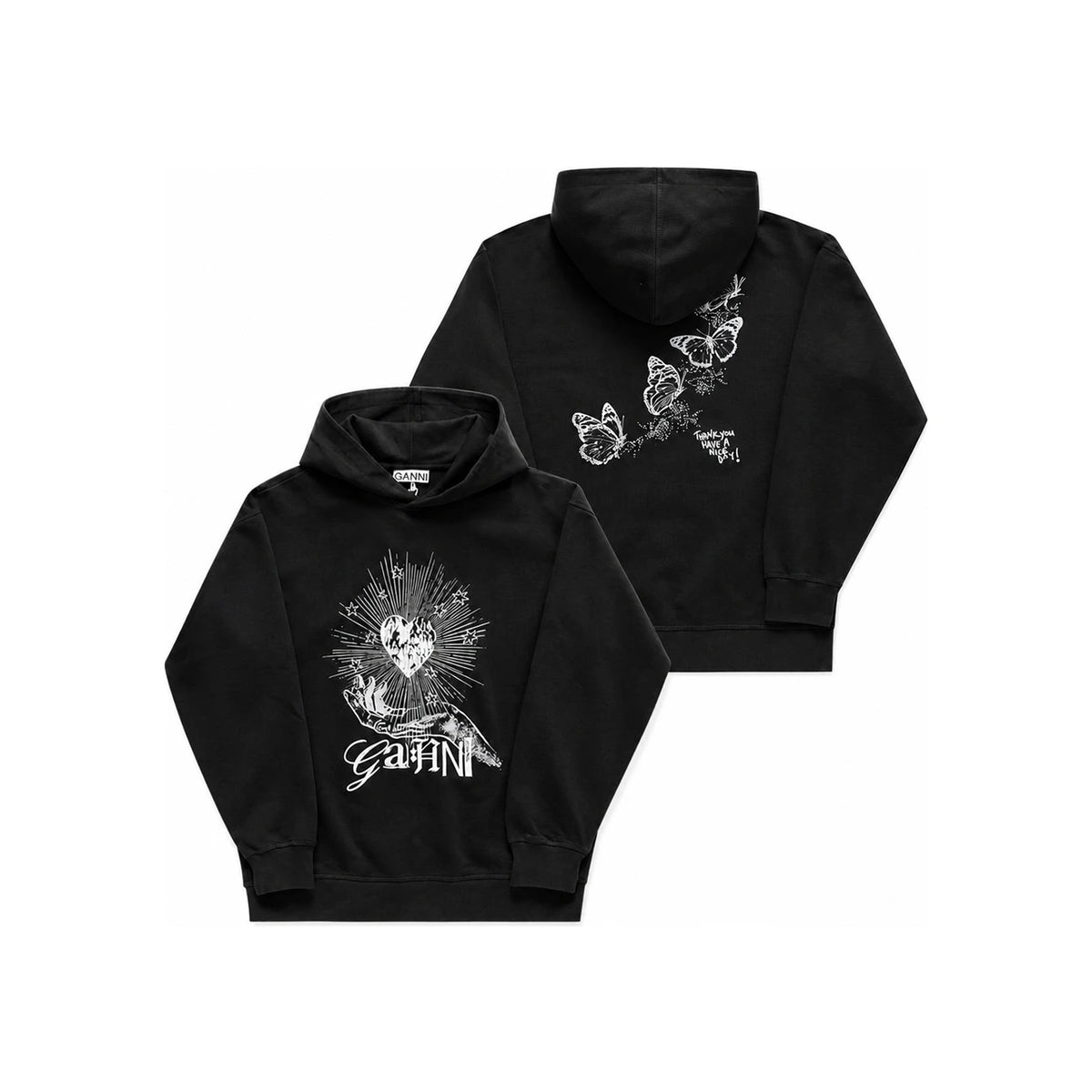 GANNI Isoli Heart Logo Print Hoodie for Women