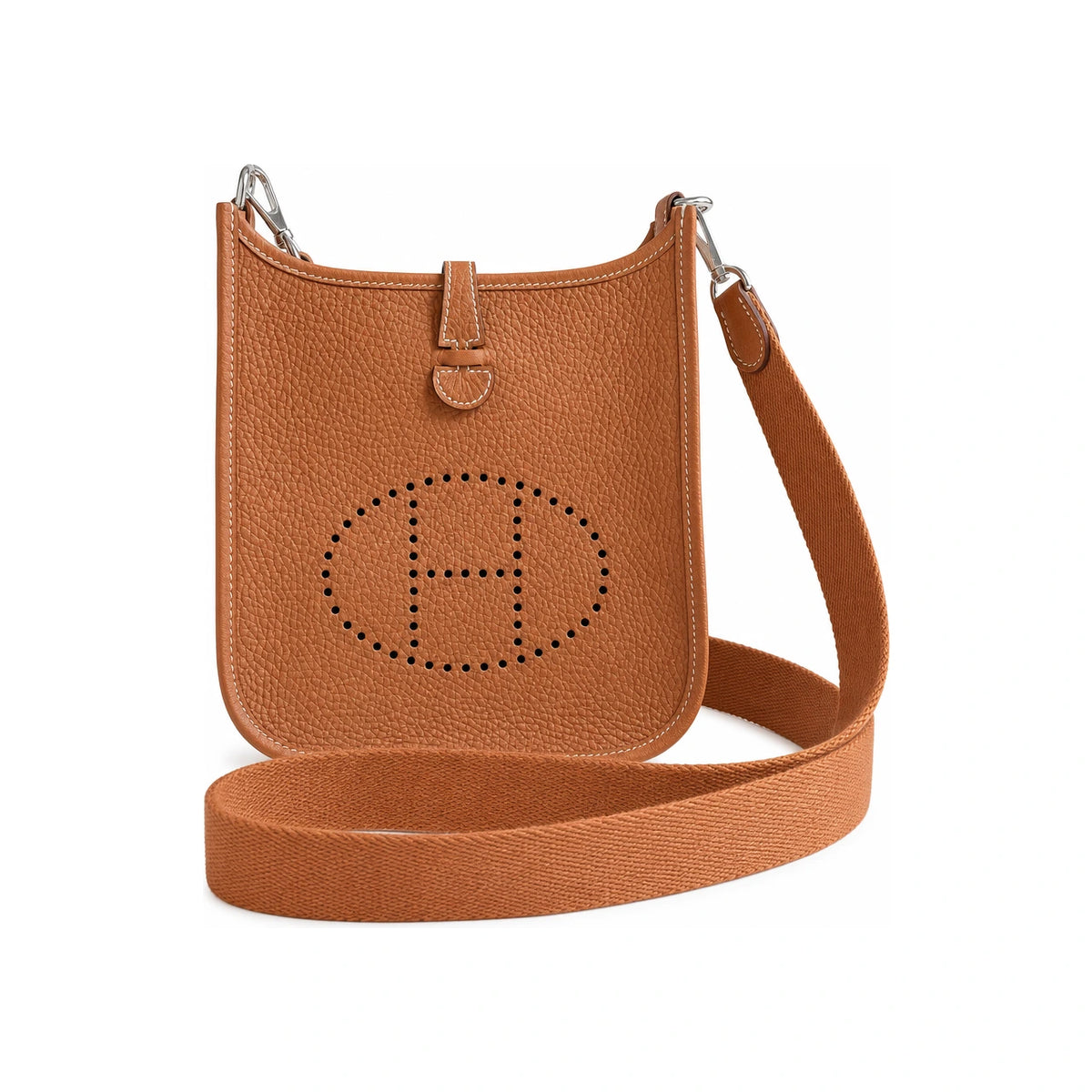 HERMES Evelyne Mini 16 Gold Clemence Leather Crossbody Bag Palladium Hardware