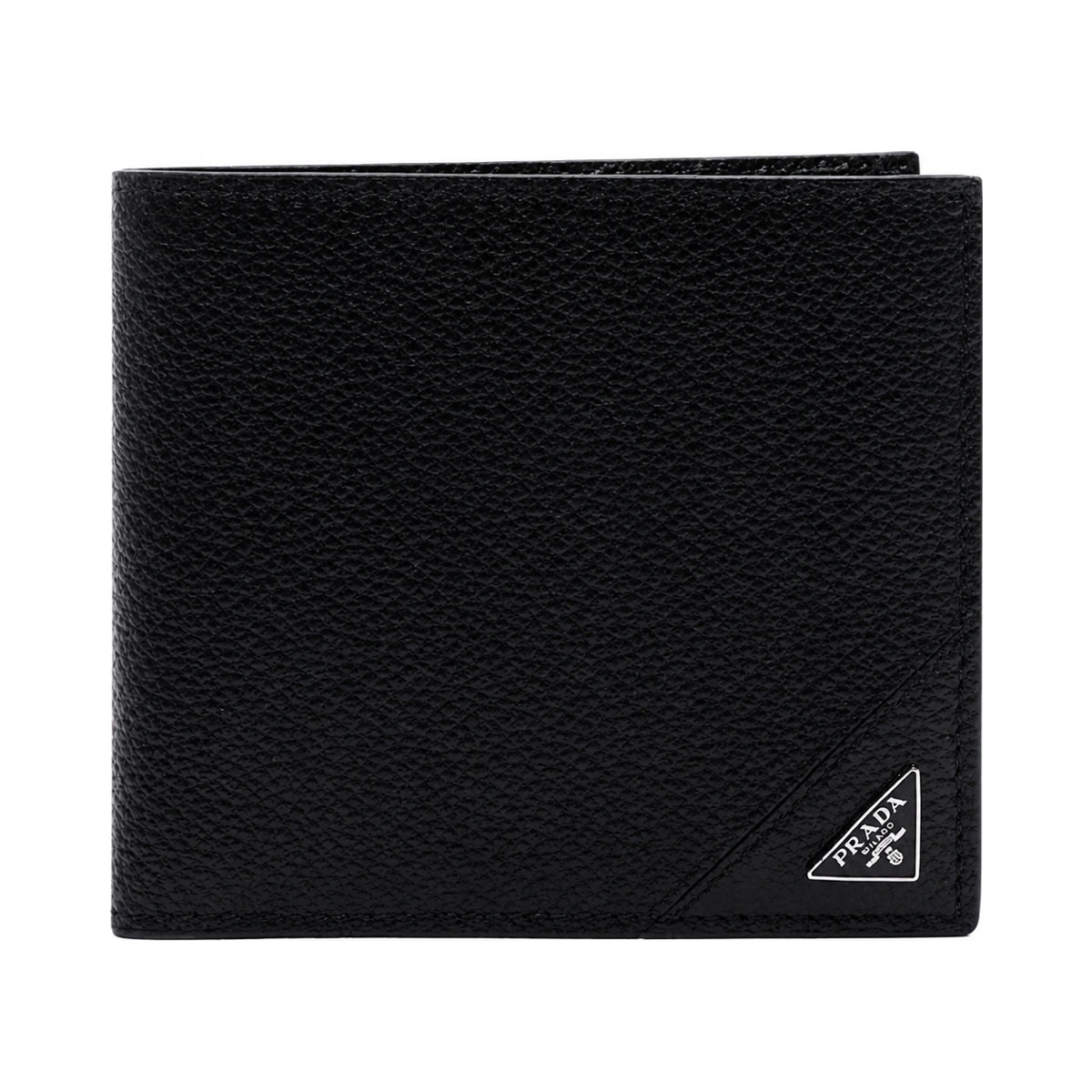 PRADA Vitello Logo Black Bifold Wallet