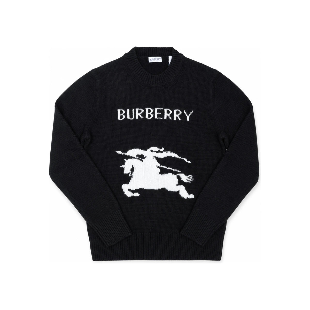 BURBERRY EKD Equestrian Knight Logo Crewneck Knit Sweater Black Men