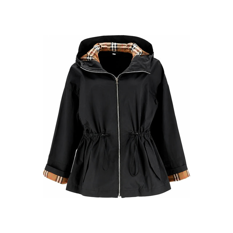 BURBERRY Birley Drawstring Hooded Jacket Black Women