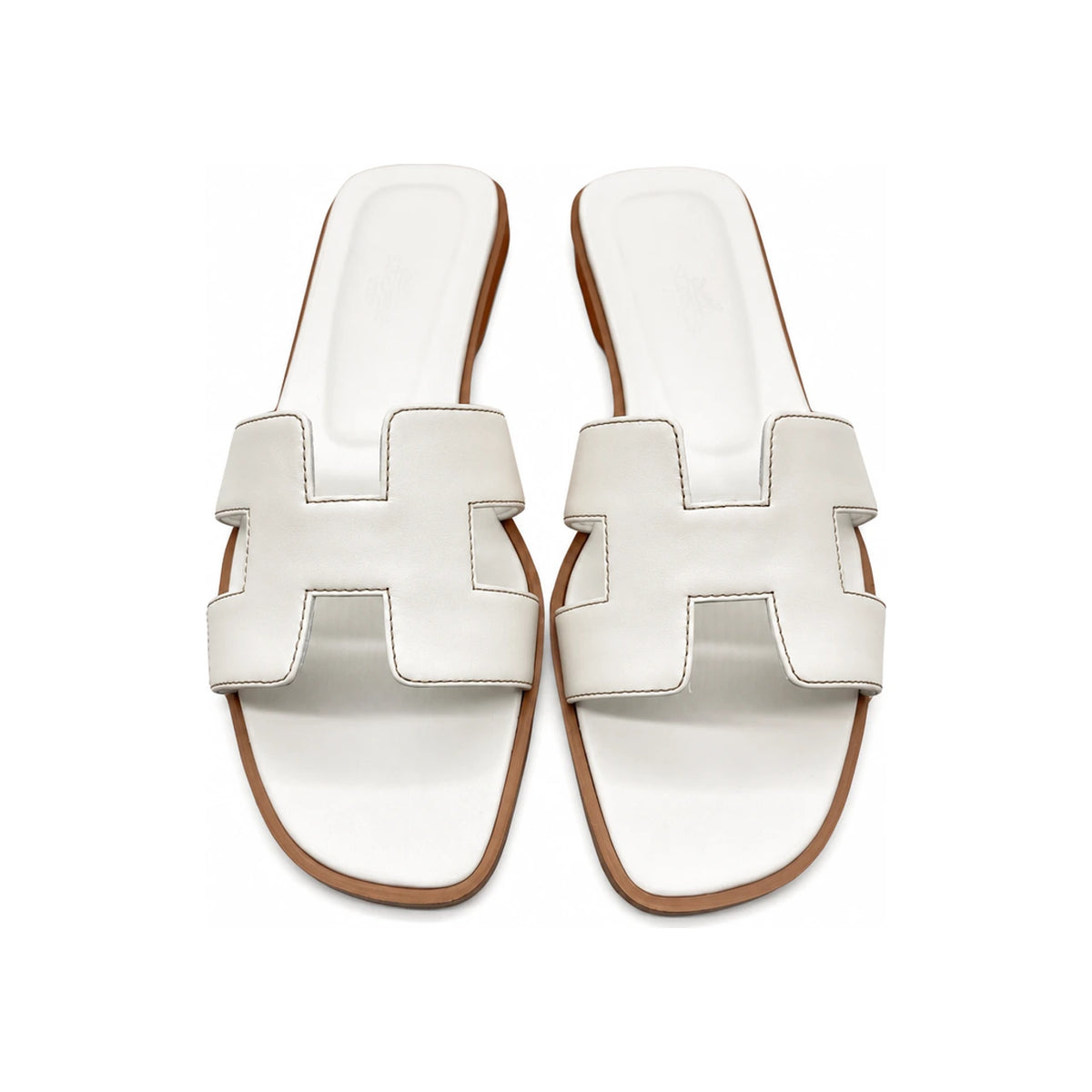 HERMES Oran White Leather Women’s Sandals