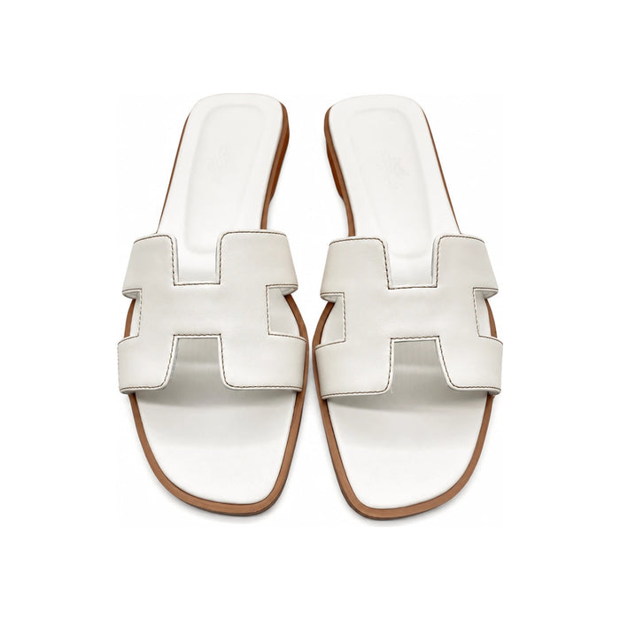 HERMES Oran White Leather Women’s Sandals