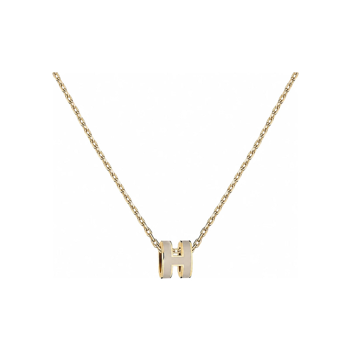 HERMES Mini Pop H Necklace Pop Ash Maron Glace Yellow Gold