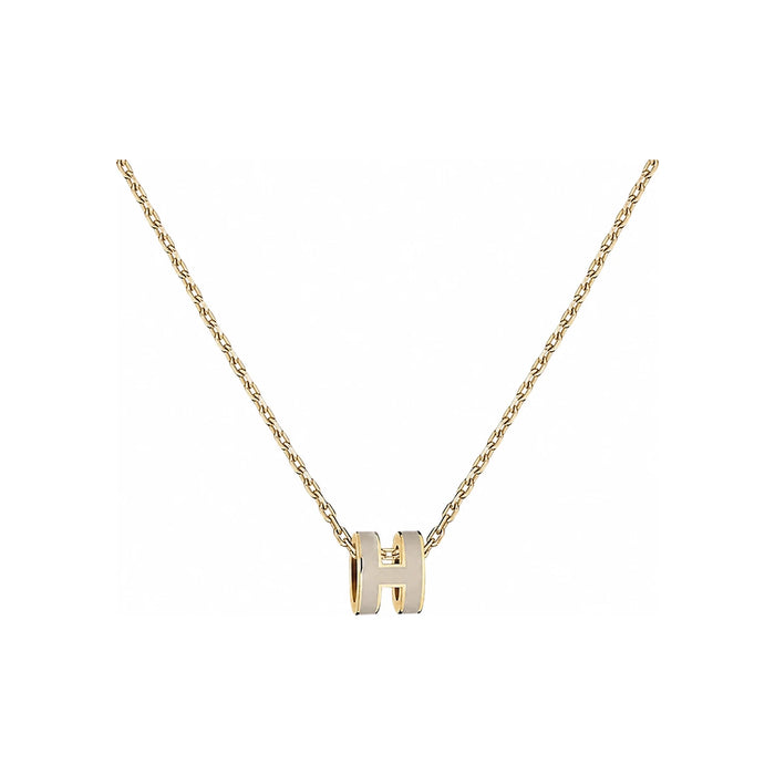 HERMES Mini Pop H Necklace Pop Ash Maron Glace Yellow Gold