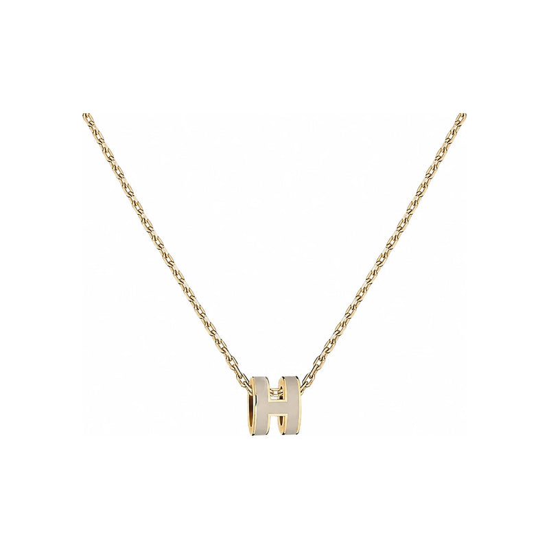 HERMES Mini Pop H Necklace Pop Ash Maron Glace Yellow Gold