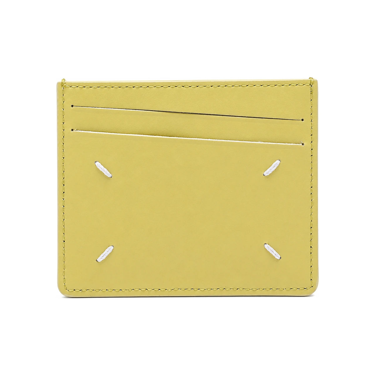 Maison Margiela Unisex Stitch Logo Leather Card Holder Brown