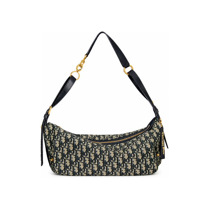 DIOR DJourney Medium Shoulder Bag Brown Canvas Leather Trim M2417UTZQ M928