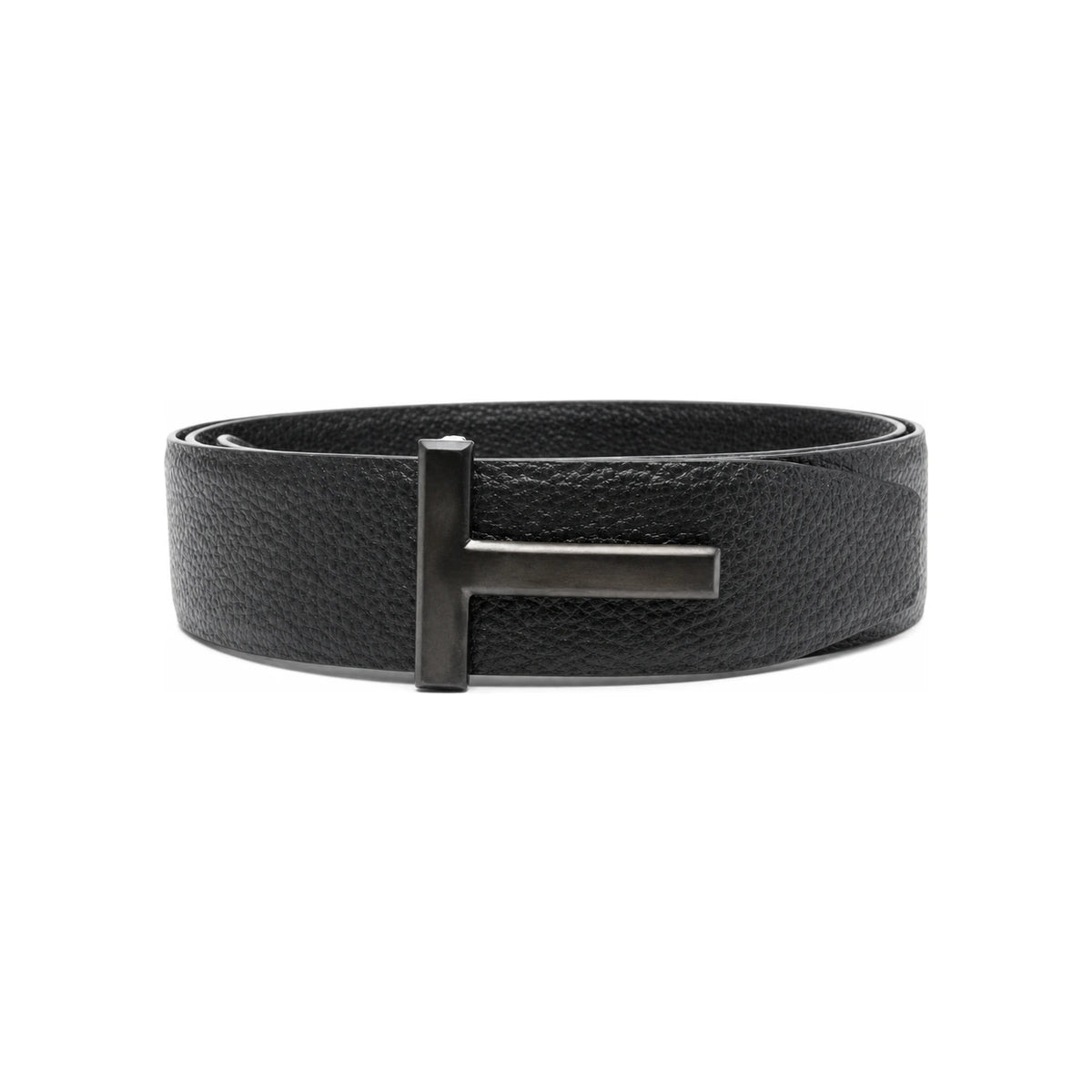 TOM FORD T Logo Black Leather Men's Belt TB178 LCL236L NAA