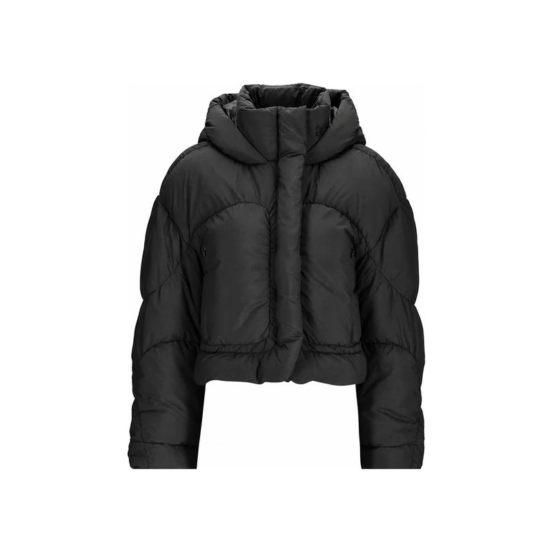Acne Studios Black Hooded Down Puffer Jacket with Neck Logo Embroidery