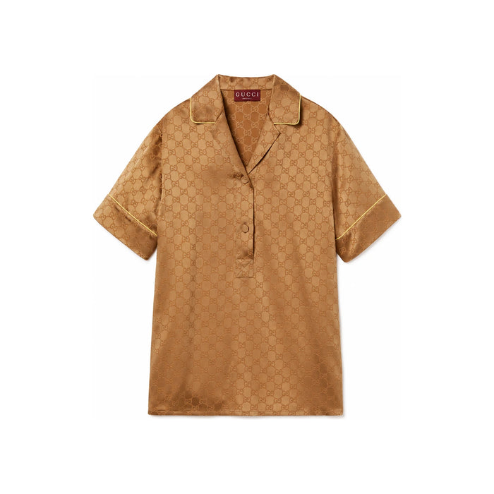GUCCI GG Satin Short-Sleeve Shirt