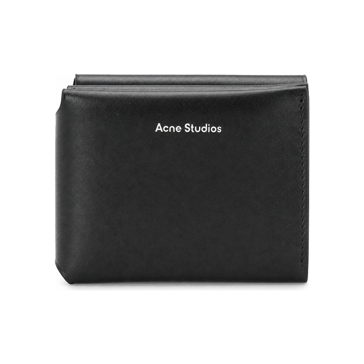 Acne Studios Black Logo Tri-Fold Leather Card Holder Wallet