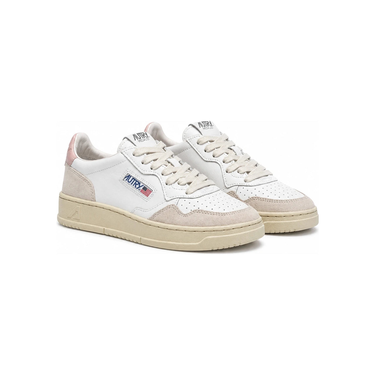 AUTRY Women’s Medalist Leather Suede Low-Top Sneakers Pink Tab AULWLS37