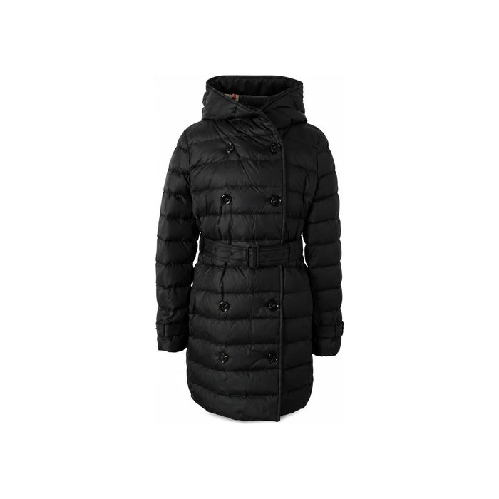 BURBERRY Black Whitley Belted Hooded Half Puffer Jacket