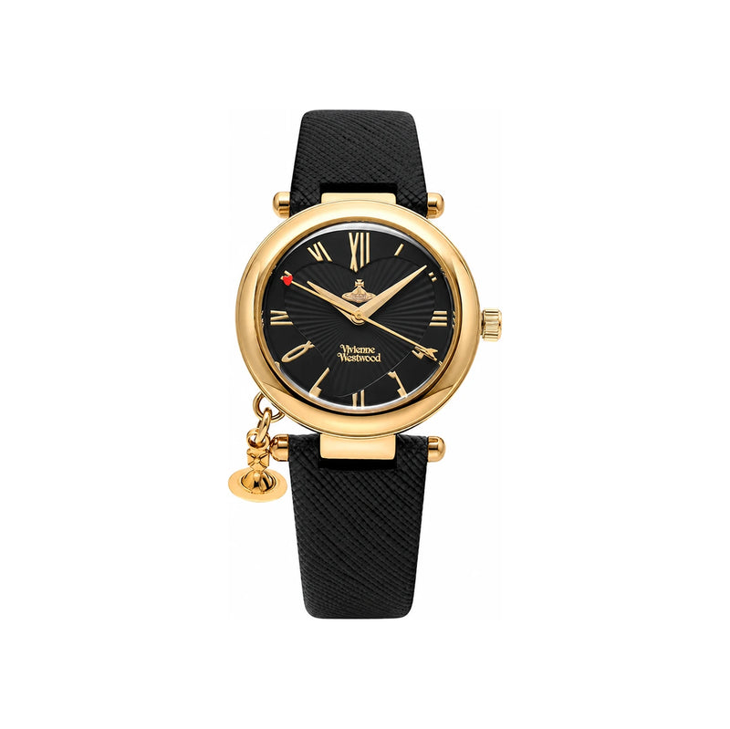 Vivienne Westwood Orb Heart Women’s Leather Quartz Watch 32mm VV006GDBLK
