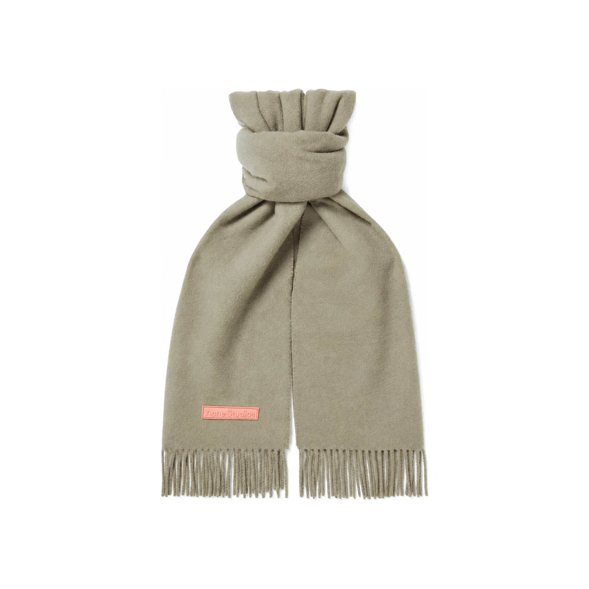 Acne Studios Logo Patch Slim Wool Scarf Khaki Green